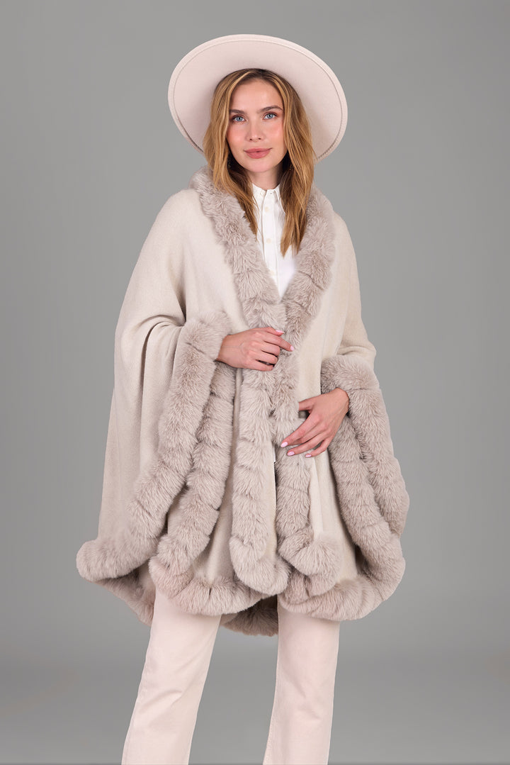 Faux Fur Cape Kimono