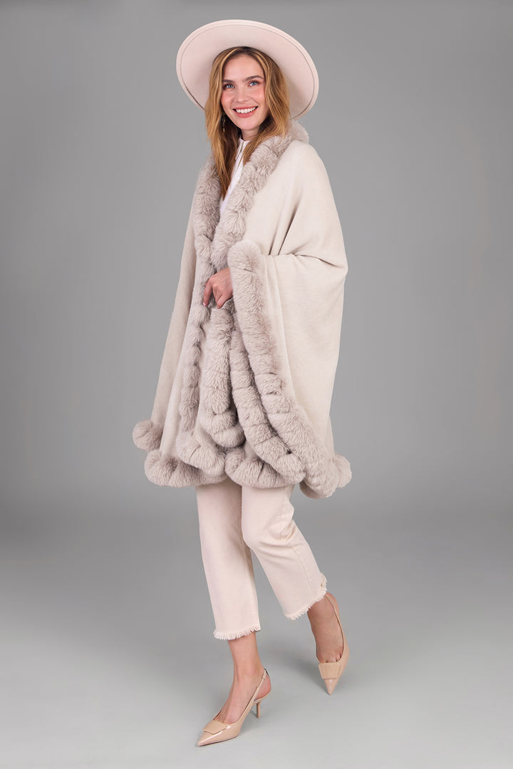 Faux Fur Cape Kimono