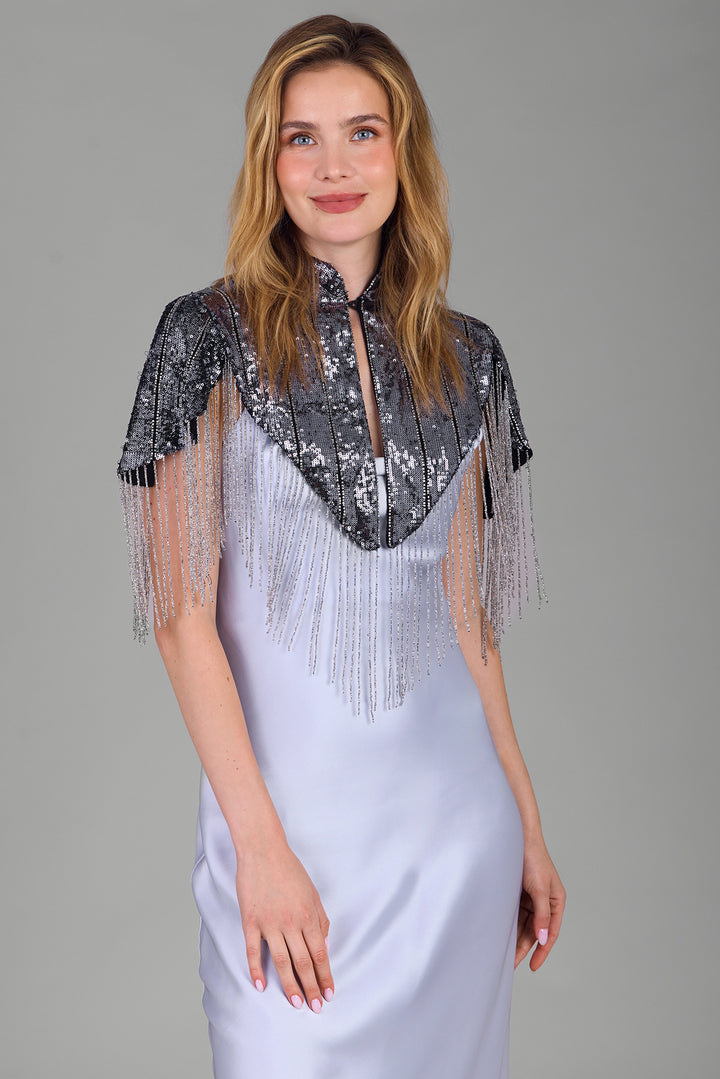 Beaded Fringe Sequin Capelet