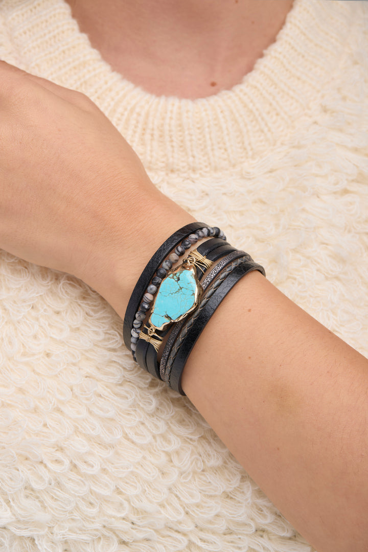 Aquamare Leather Bracelet