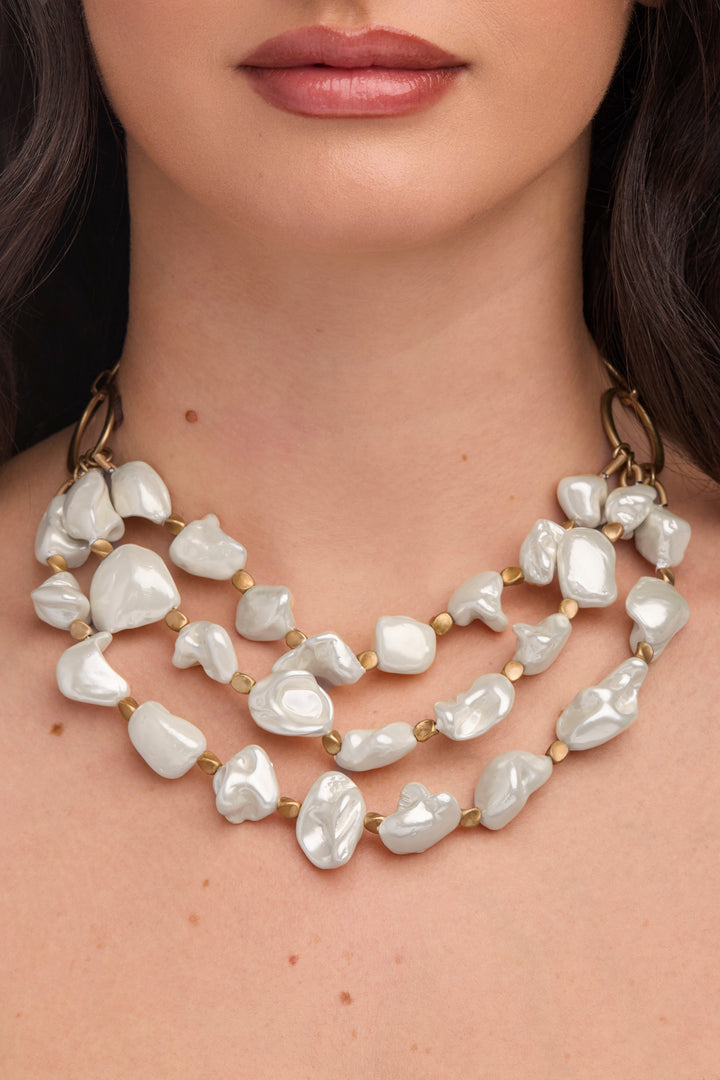 Chunky Pearl Multi Chain Necklace