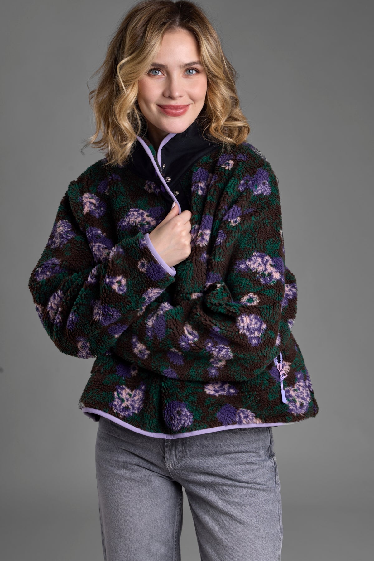 Floral Sherpa Pullover Jacket – SAACHI
