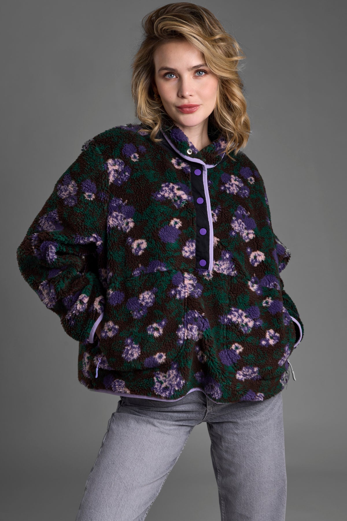 ジャケット・アウター sachi Floral Sherpa Pullover Jacket – SAACHI