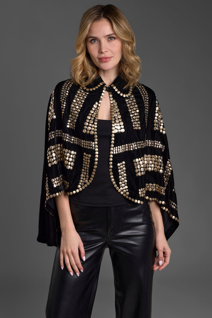 Black Velvet Embellished Capelet