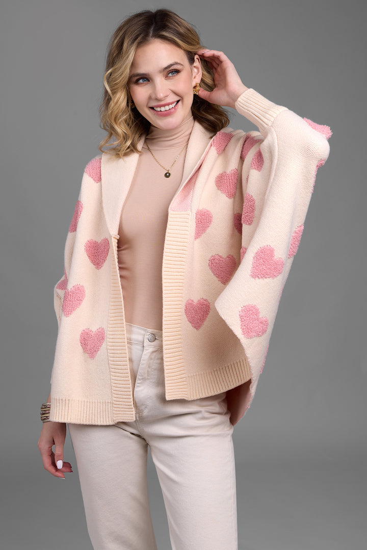 Heart Cardigan Ribbed Knit