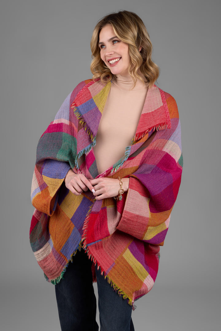 Woolen Rainbow Color Grid Cocoon