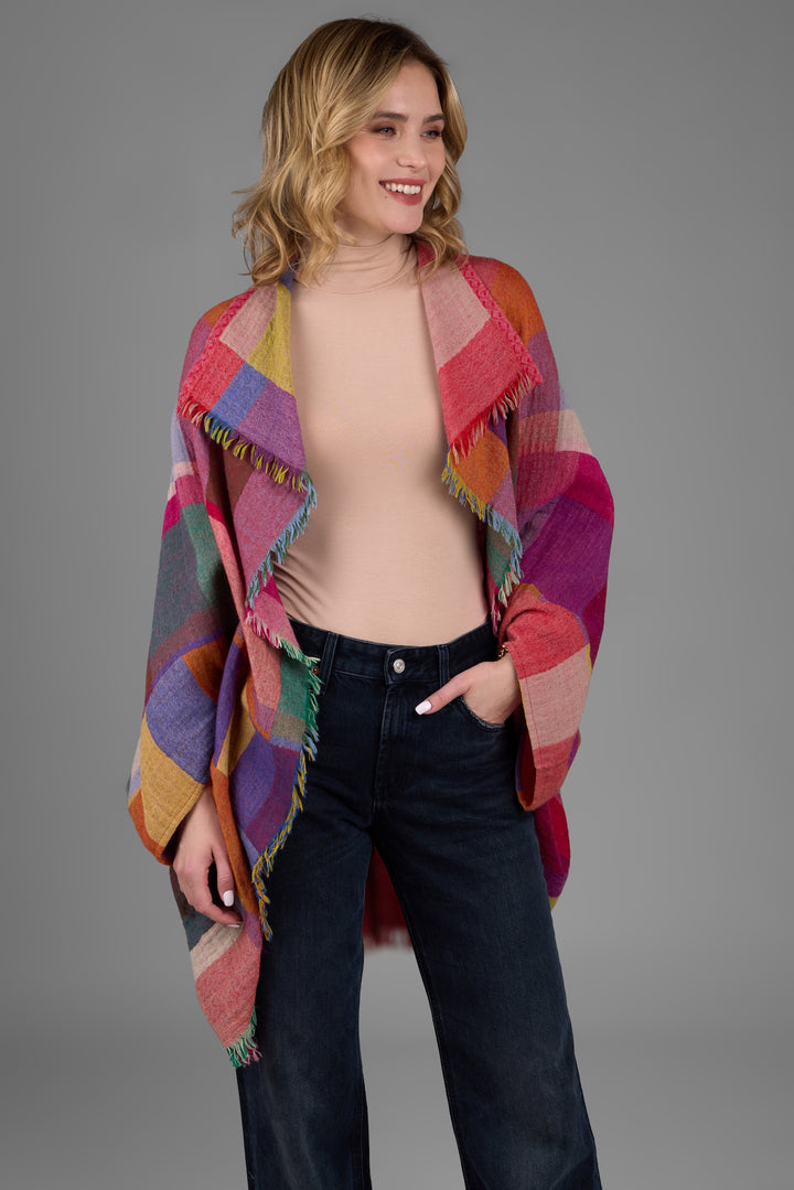 Woolen Rainbow Color Grid Cocoon