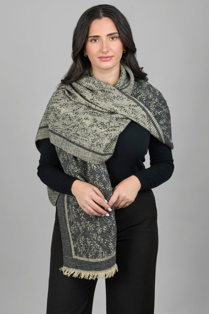 Floral Crinkle Reversible Scarf For Winter