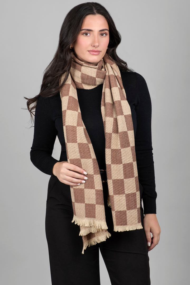 Crinkled Checkered Scarf