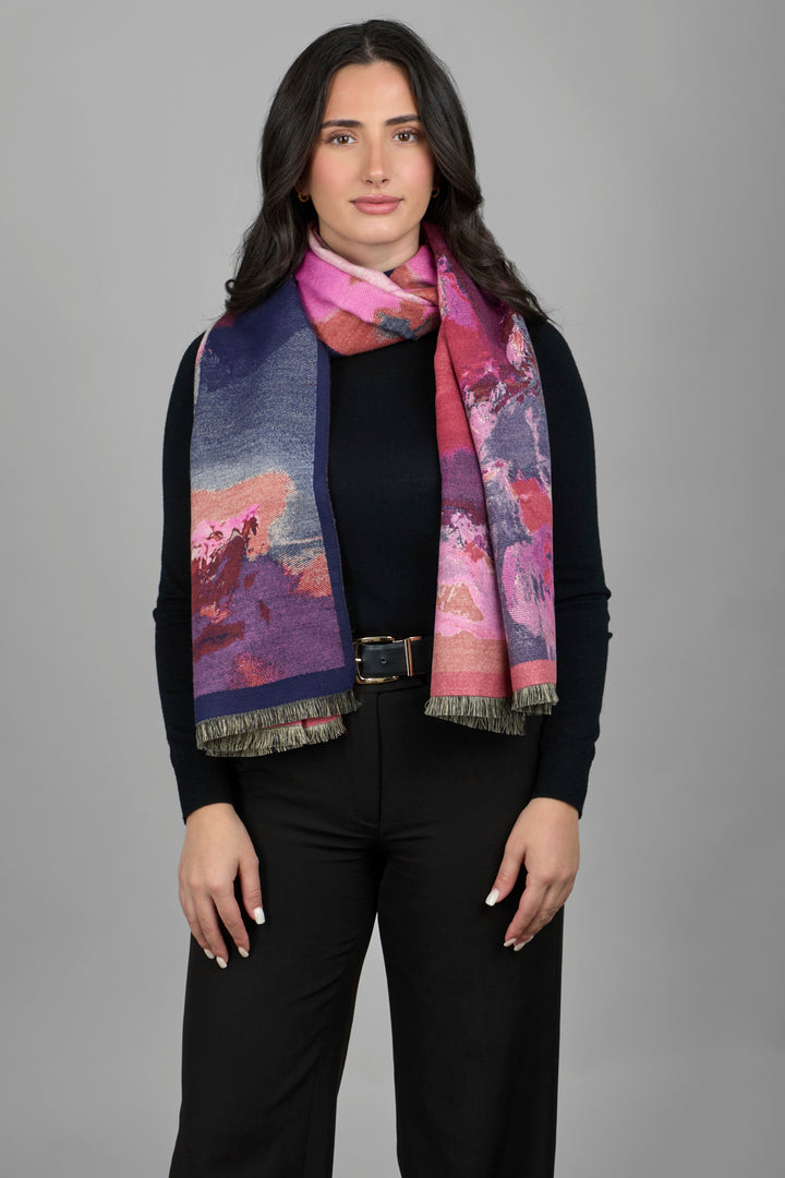 Multicolor Abstract Splatter Reversible Scarf