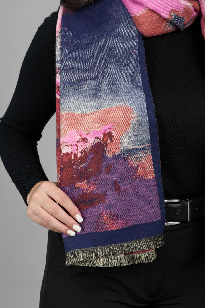 Multicolor Abstract Splatter Reversible Scarf