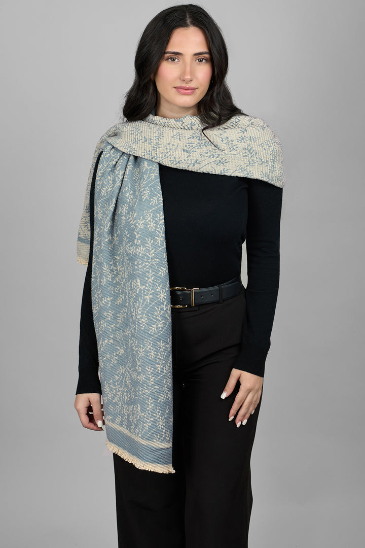 Floral Crinkle Reversible Scarf For Winter