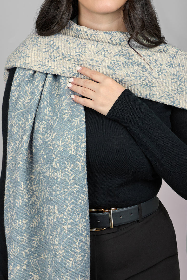 Floral Crinkle Reversible Scarf For Winter