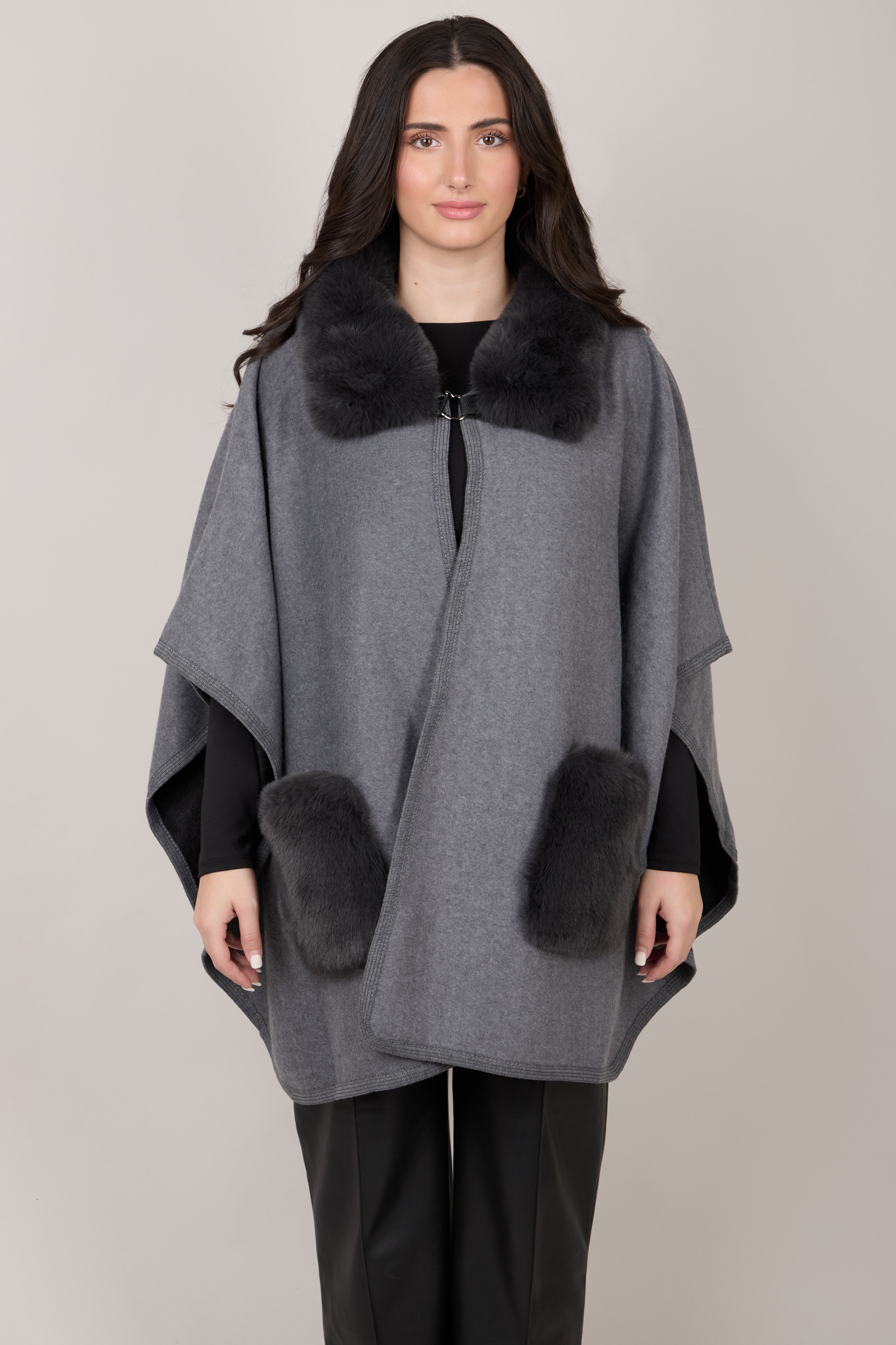 Faux Fur Pocket Kimono – SAACHI
