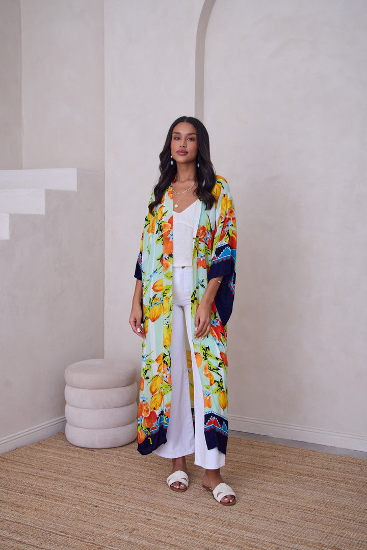 Citrus Print Kimono Long