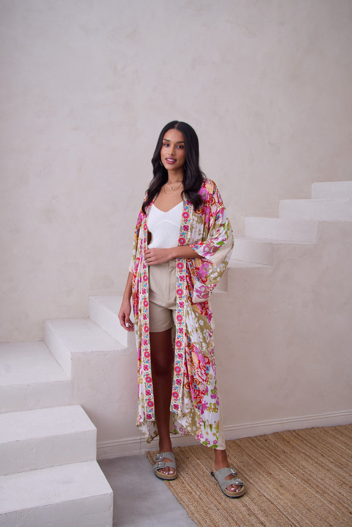 Lace Embroidered Floral Kimono