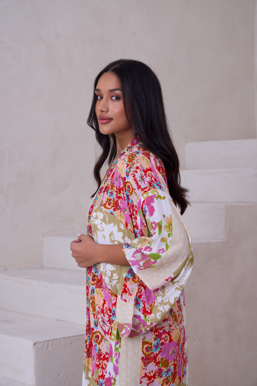 サァラ様★着物 生地 羽織り ショール イタリア デザイナー Kimono Tribal Earth] Sahara サハラ・ショール / Kimono 羽織 全3色 | KujA