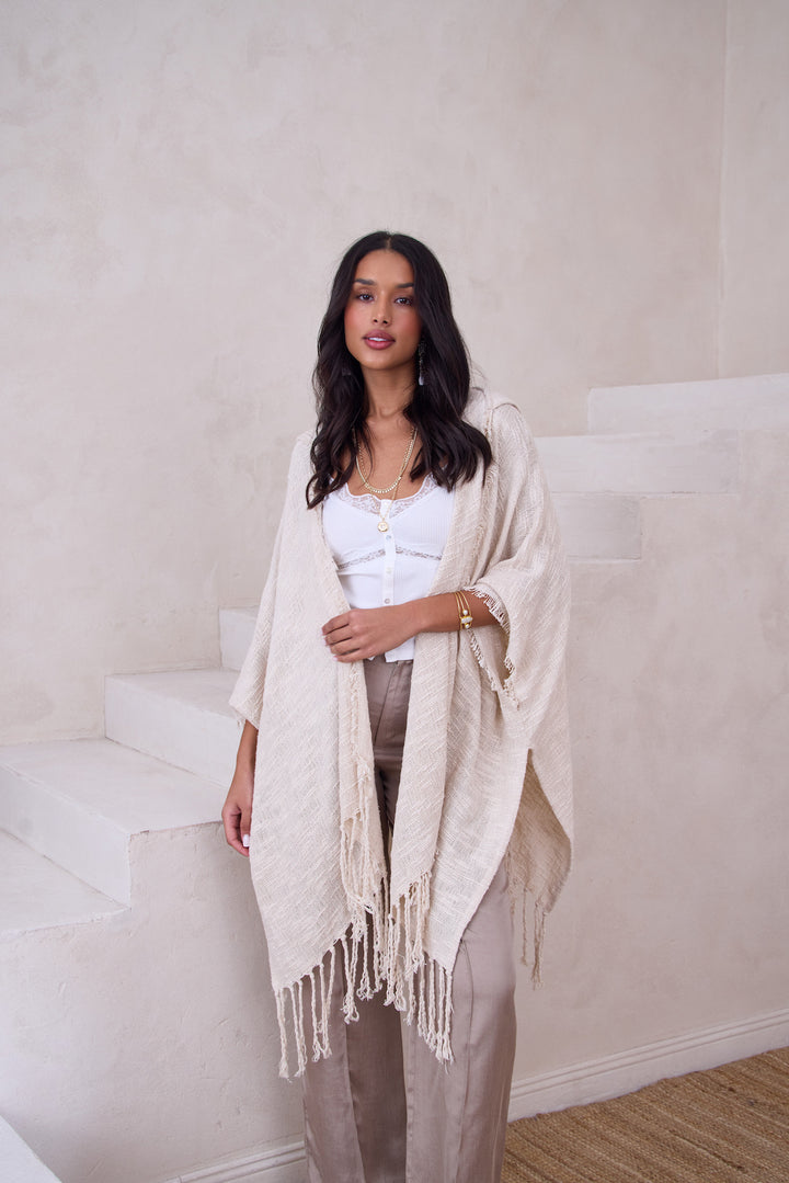 Cotton Fringed Kimono Cover Up