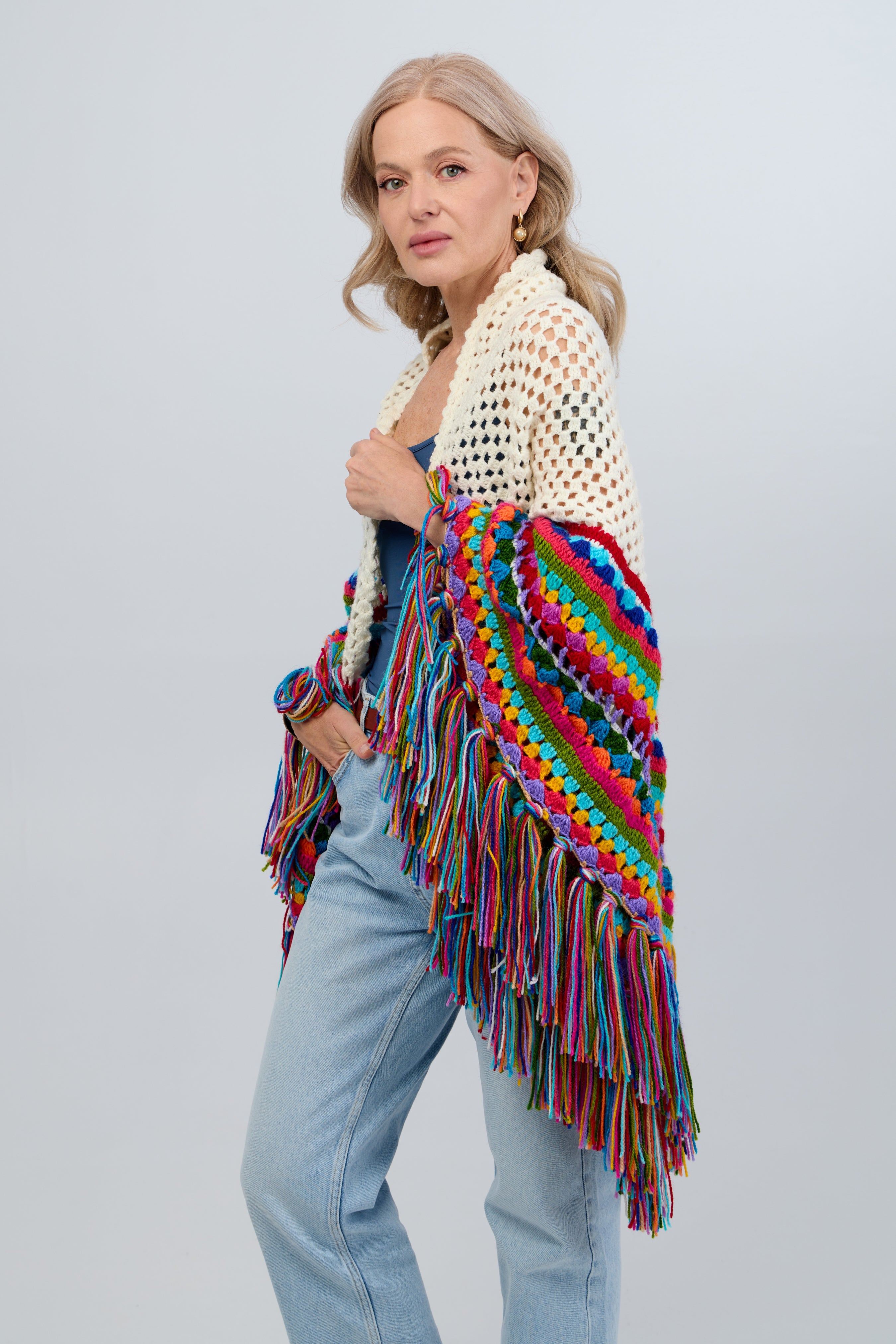 14thaddition rare fringe stole 希少 Rainbow Crochet Fringe Wrap – SAACHI