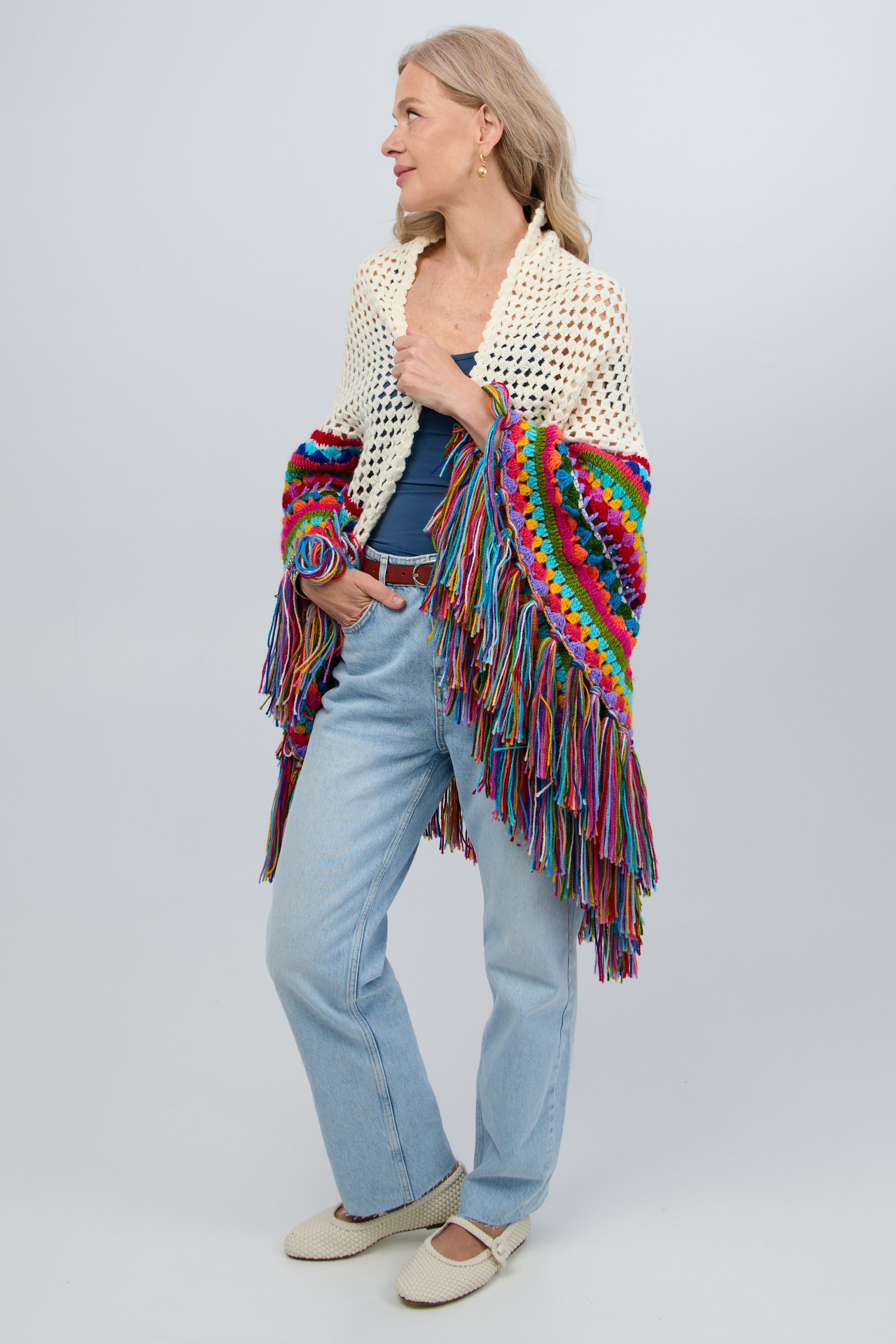 Rainbow Crochet Fringe Wrap – SAACHI