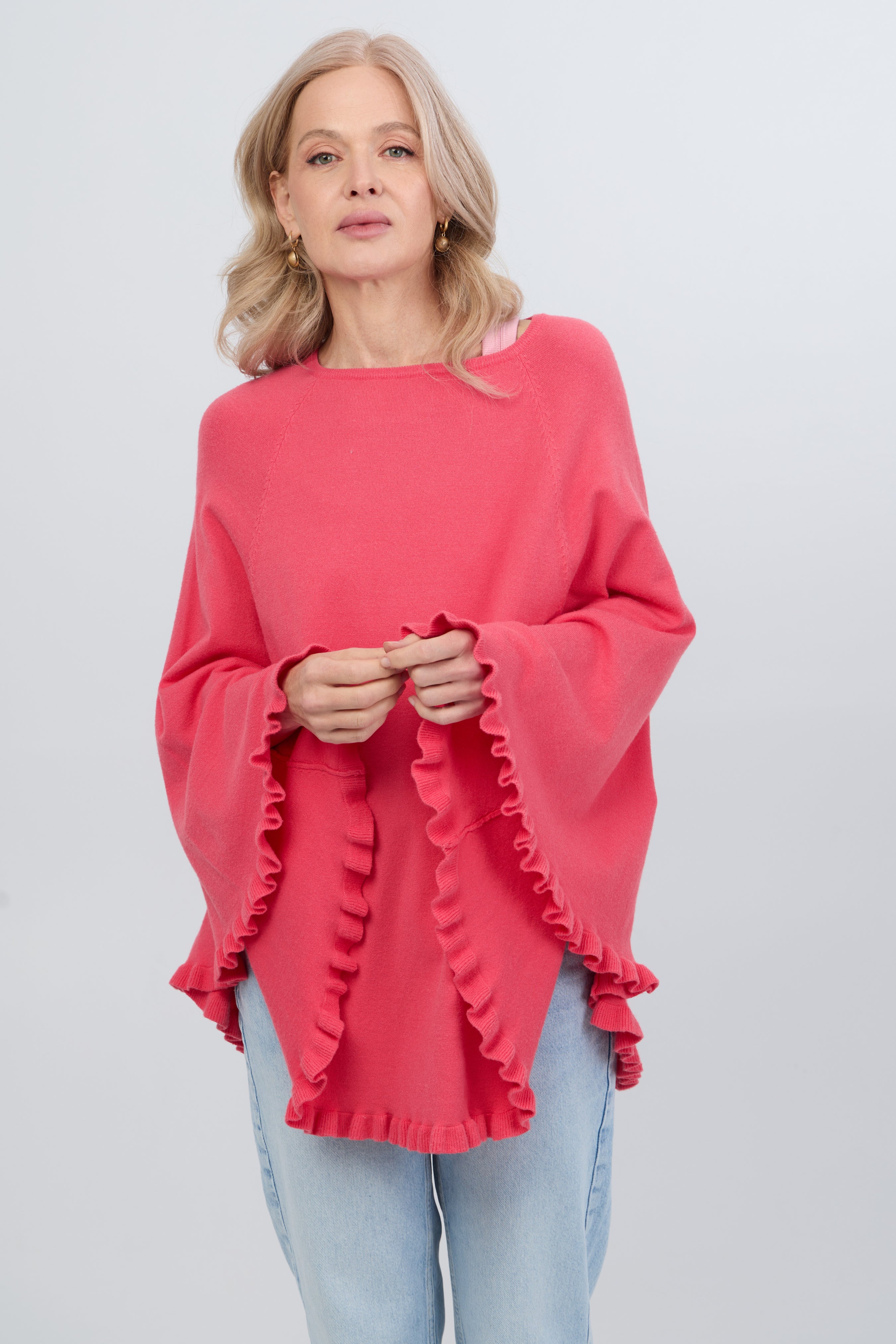 Ruffled Hem Poncho – SAACHI