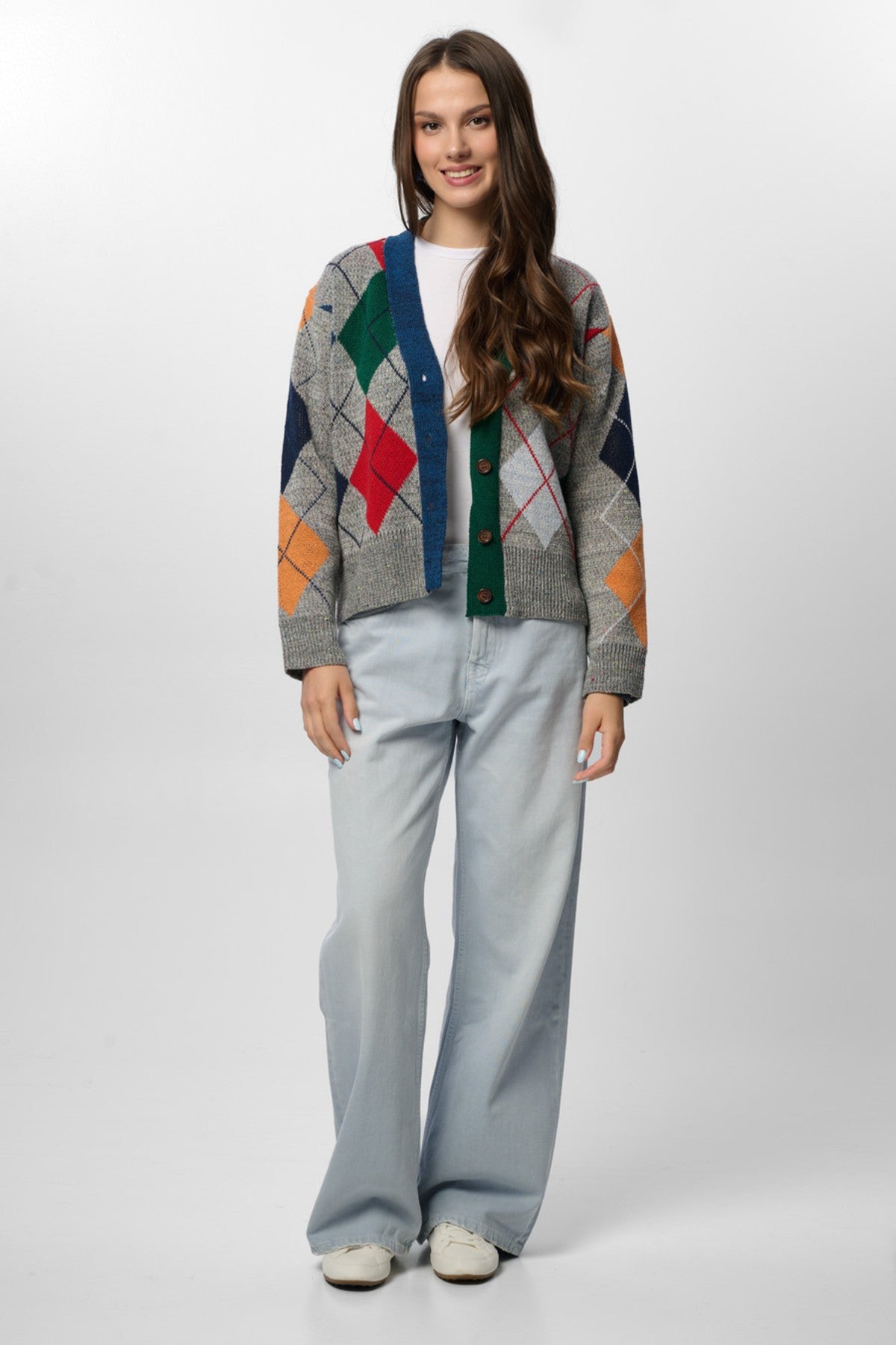 Classic Colorful Argyle Cardi – SAACHI
