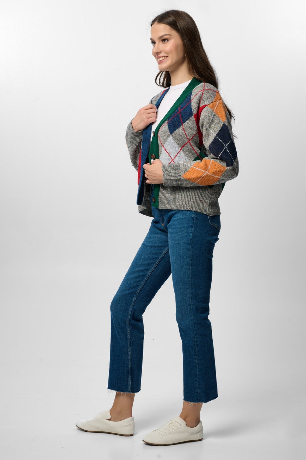 Classic Colorful Argyle Cardi – SAACHI