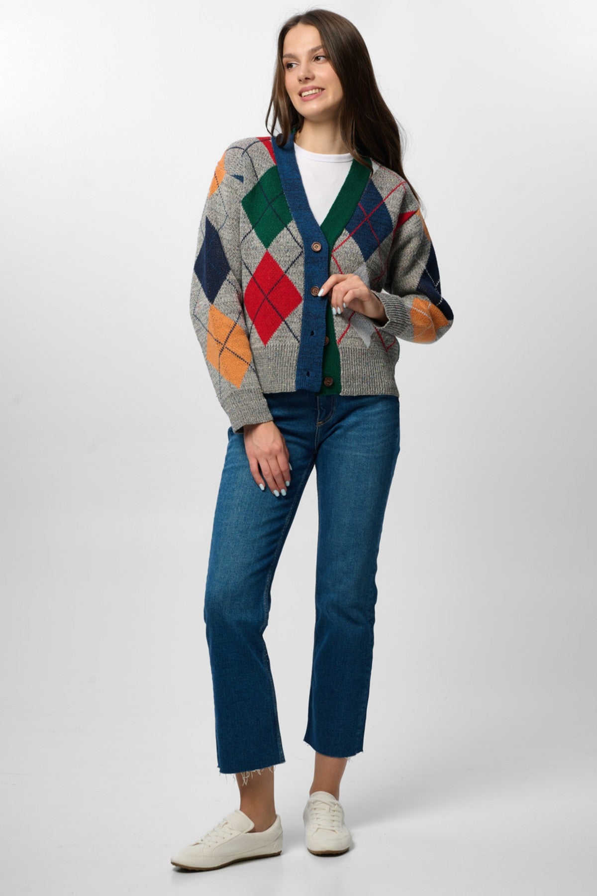 Classic Colorful Argyle Cardigan – SAACHI