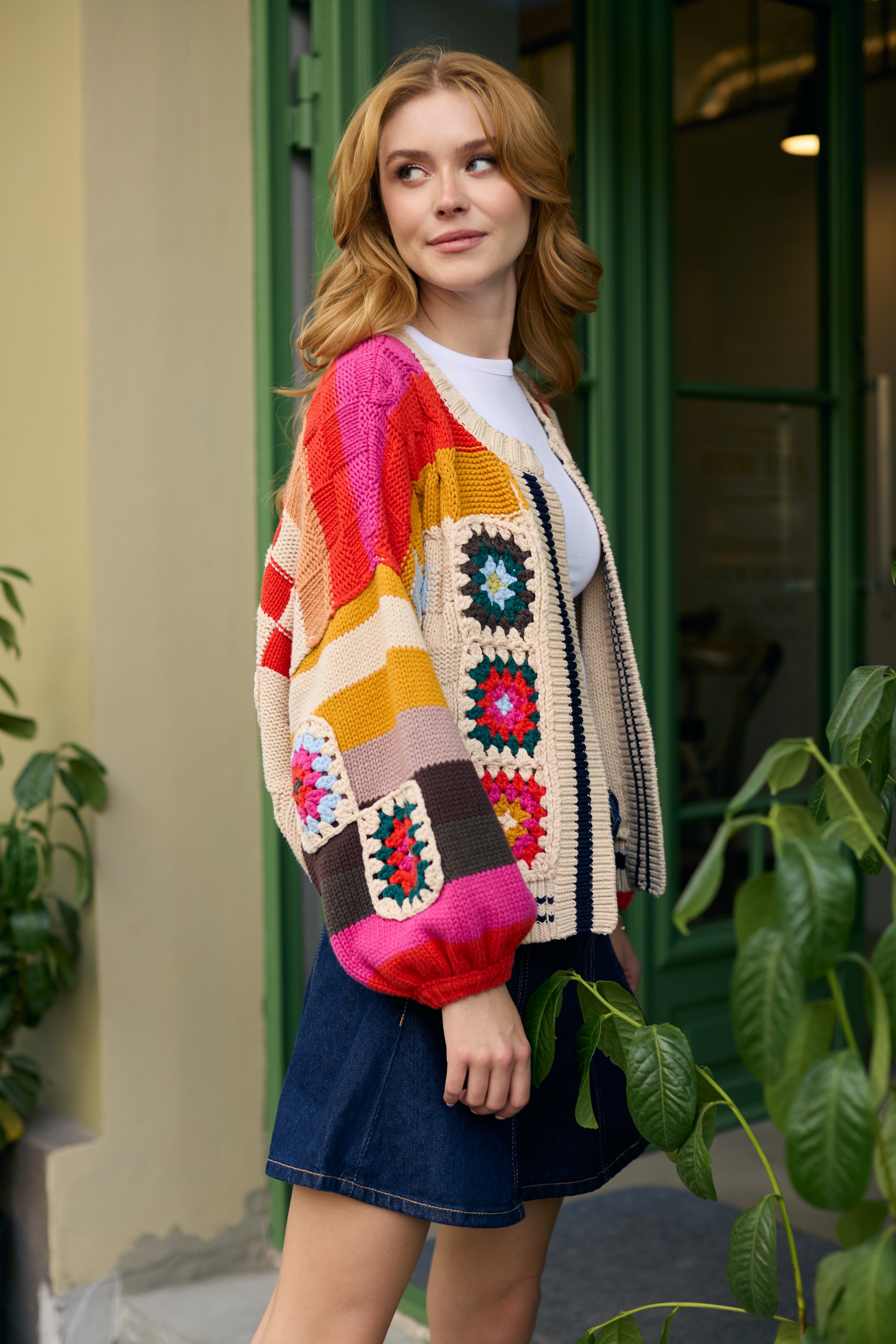 Square Checkered Multi Pattern Cardigan – SAACHI