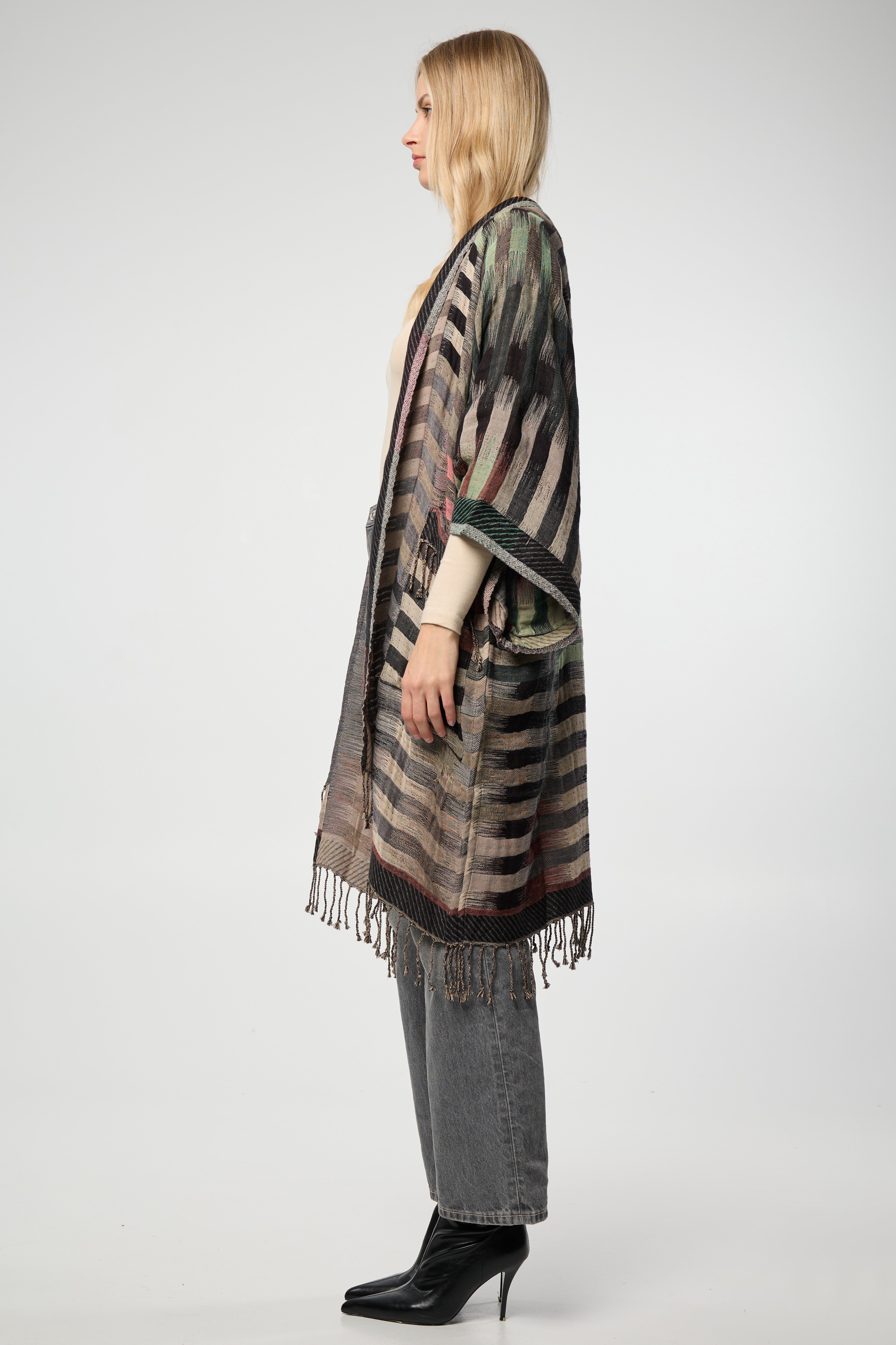 Cotton Retro Striped Fringe Long Jacket – SAACHI