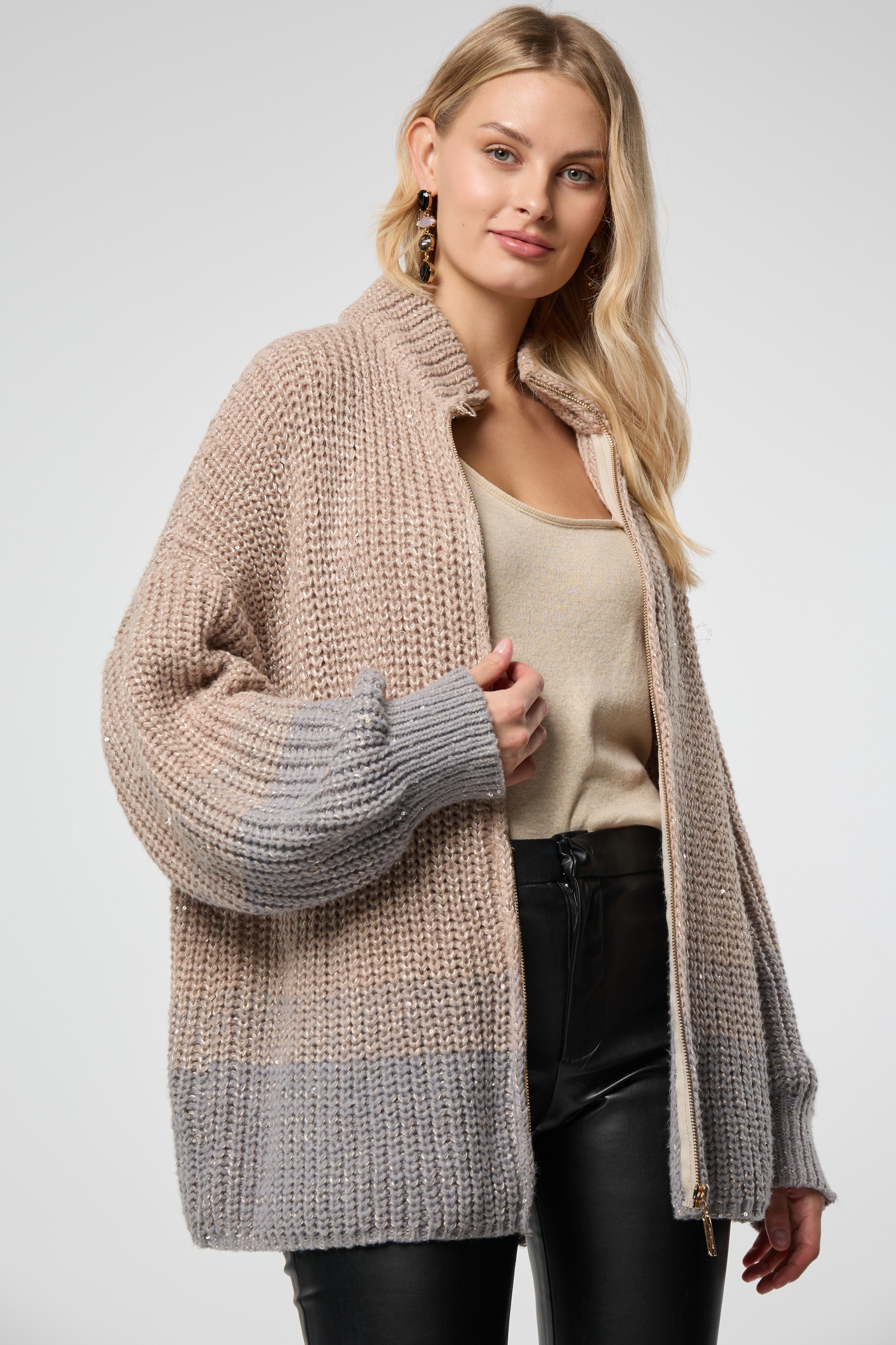 Zip Up Sequin Cardigan – SAACHI