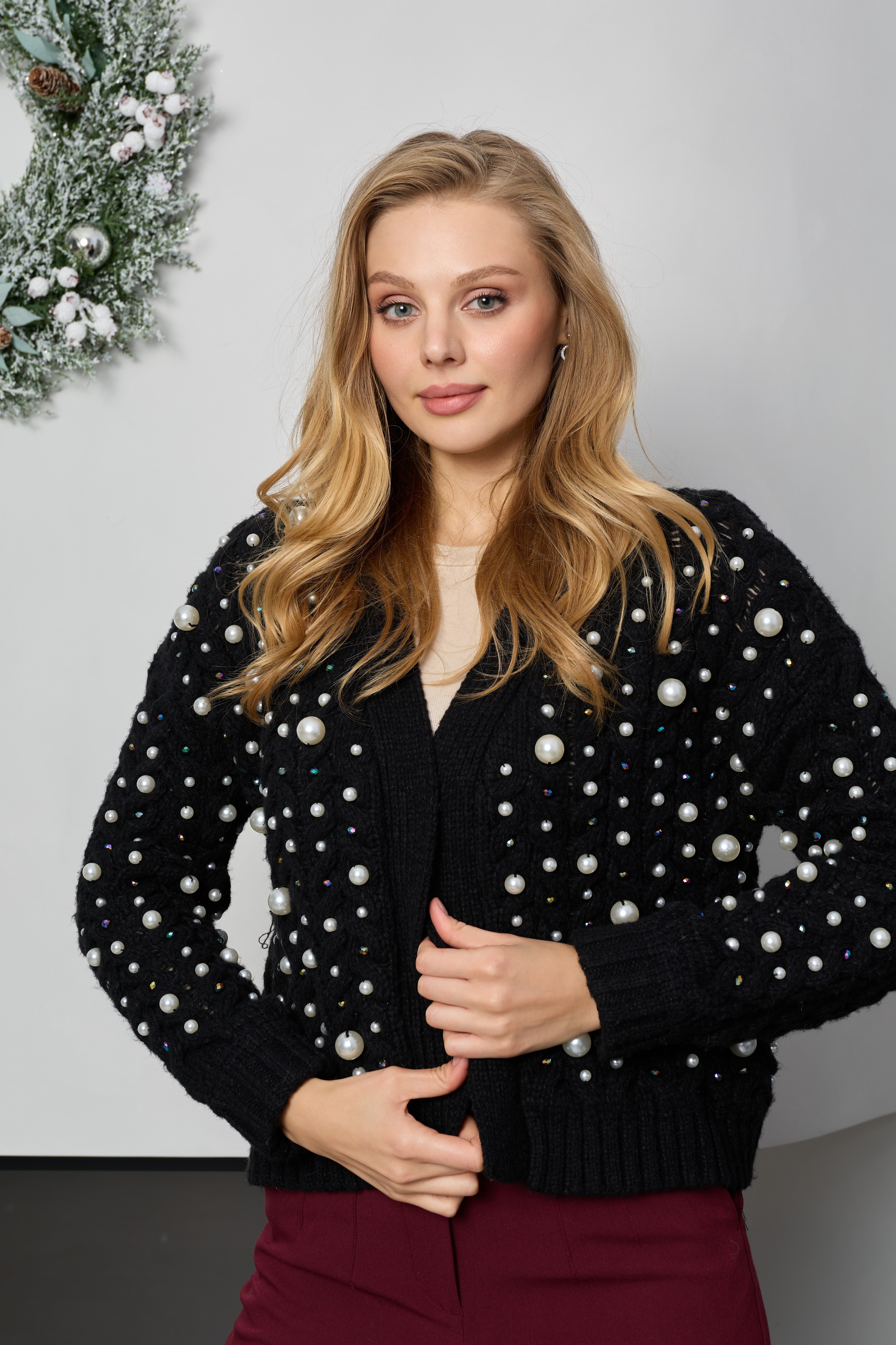 Holiday Cardigan Pearl Knit – SAACHI