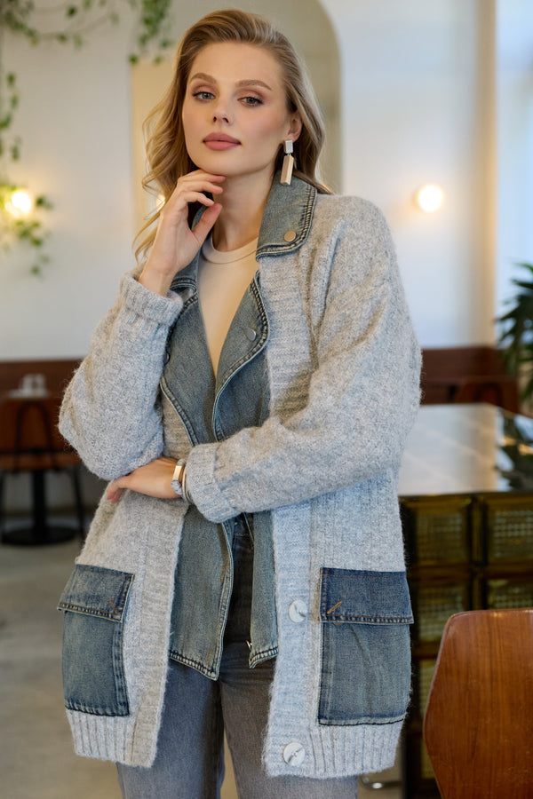 Denim Knit Cardigan