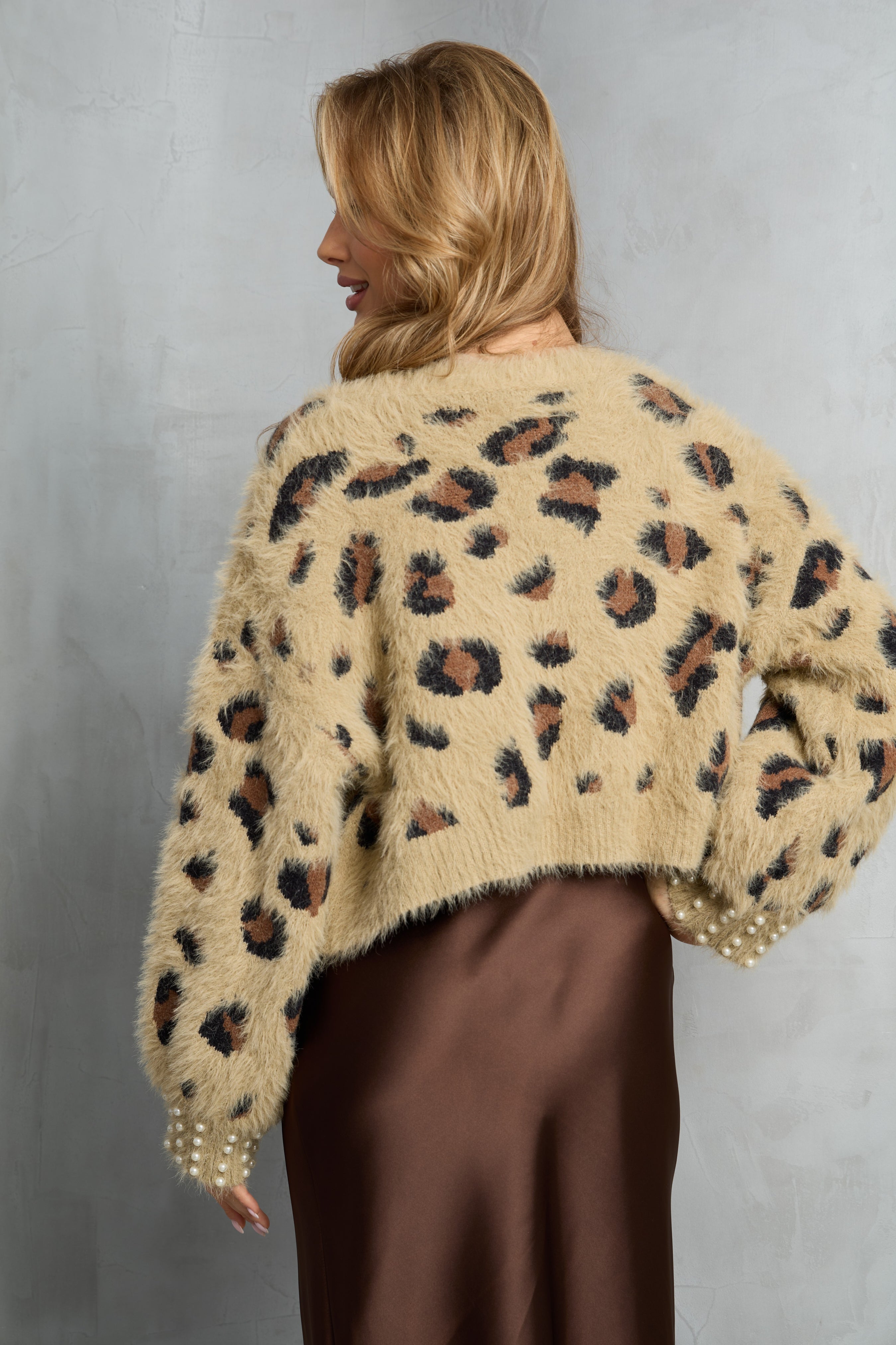 Animal Print Pearl Cardigan – SAACHI
