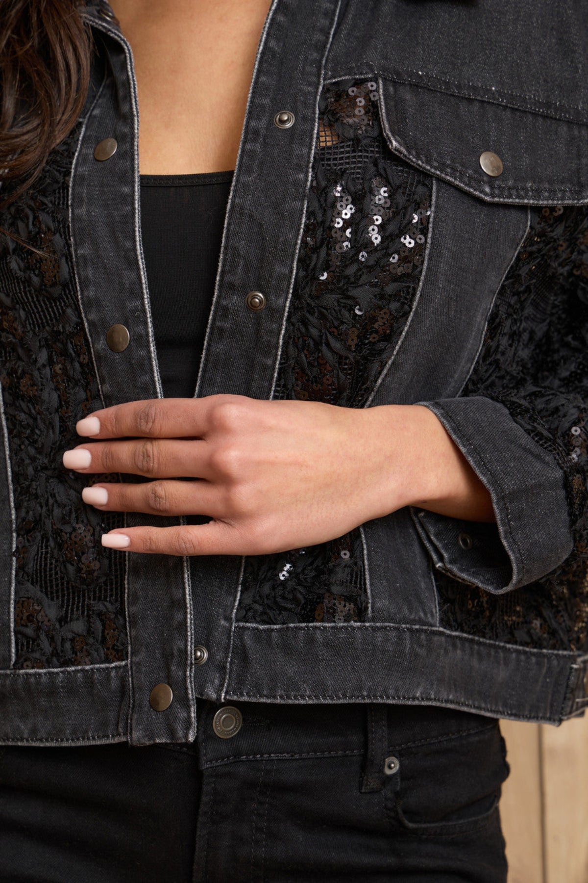 Denim Sequin Soft Lace Jacket – SAACHI