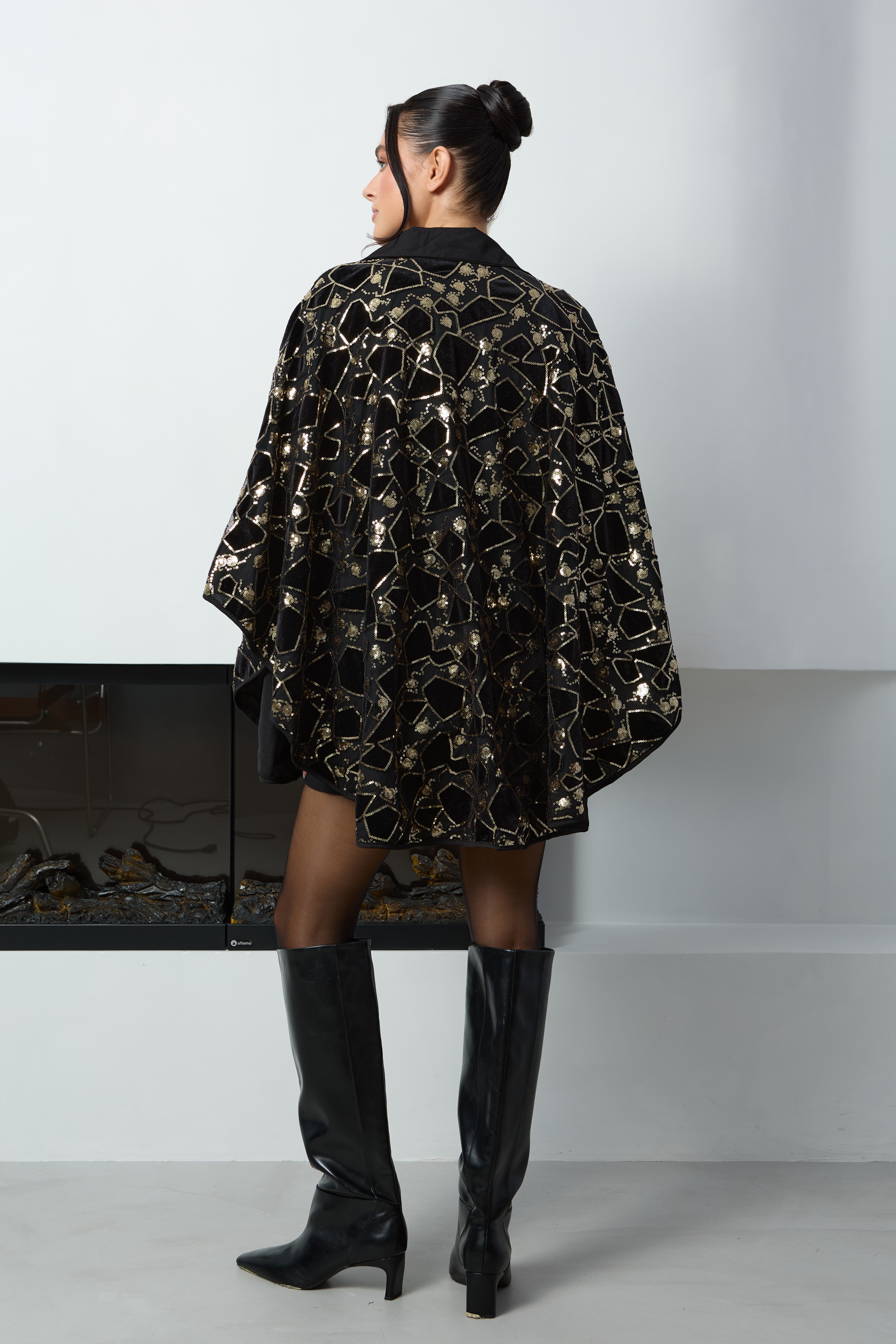 Velvet Sequin Collared Capelet – SAACHI