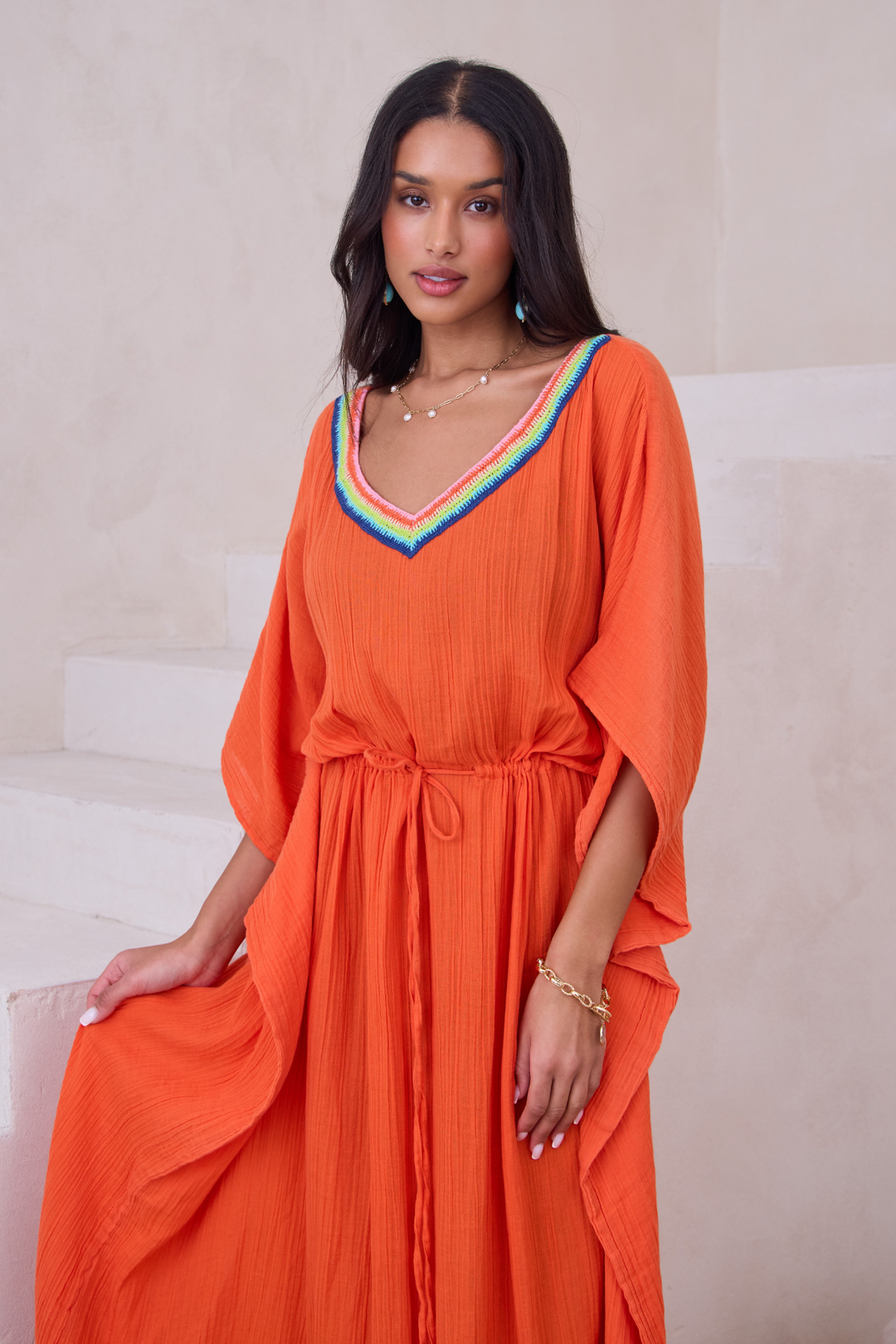 crochet kaftan dress Flame Cotton Hand Crochet Kaftan Tunic Festival Dress Pullover Beach Coverup