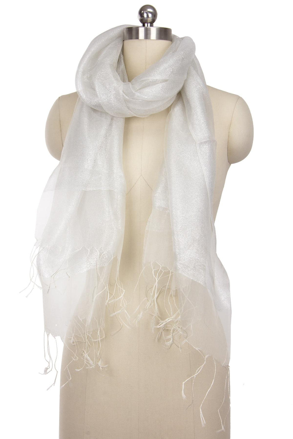 Glitzy Yet So Classy Silk Scarf White