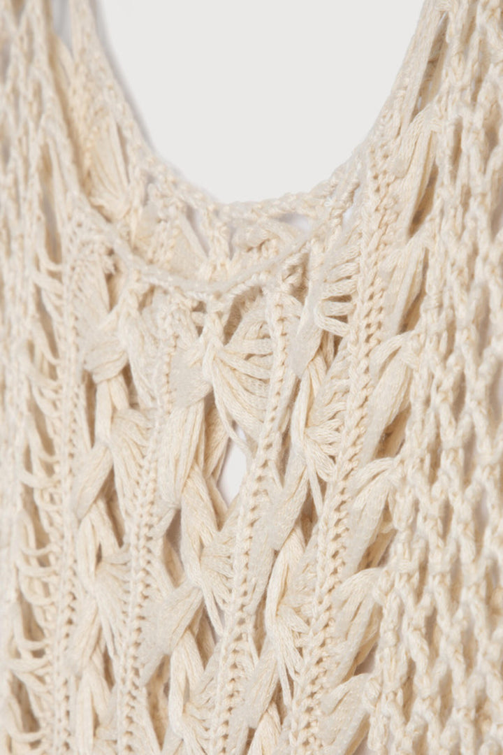 Bohemian Crochet Fringed Tunic Ivory