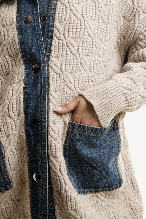 Denim Collar Sweater Jacket – SAACHI