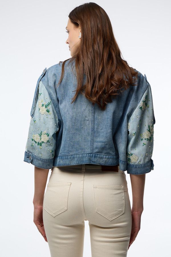 Flower Beaded Short Denim Jacket – SAACHI