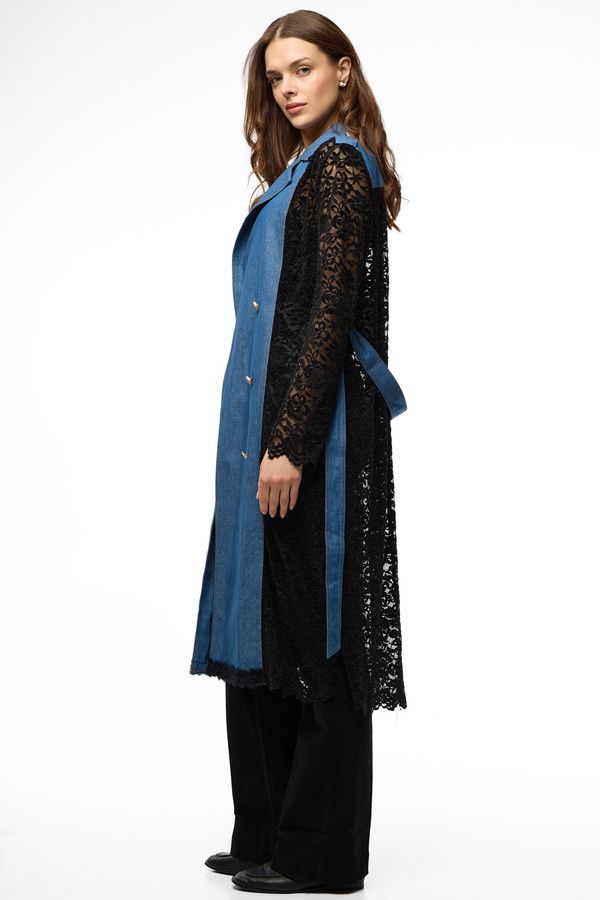 Lace Denim Trench Coat Jacket – SAACHI
