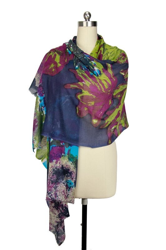 Annistyn Floral Scarf Midnight Blue