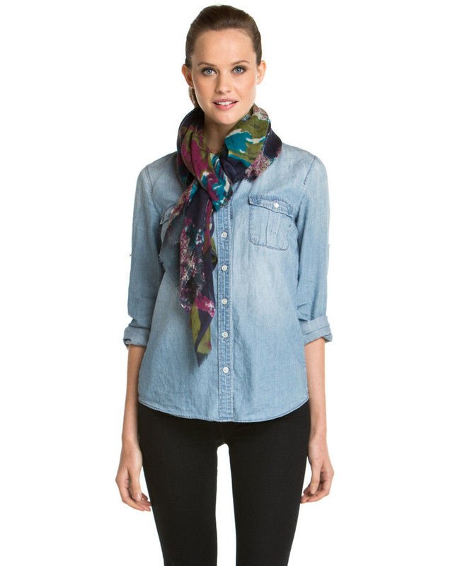 Annistyn Floral Scarf Midnight Blue