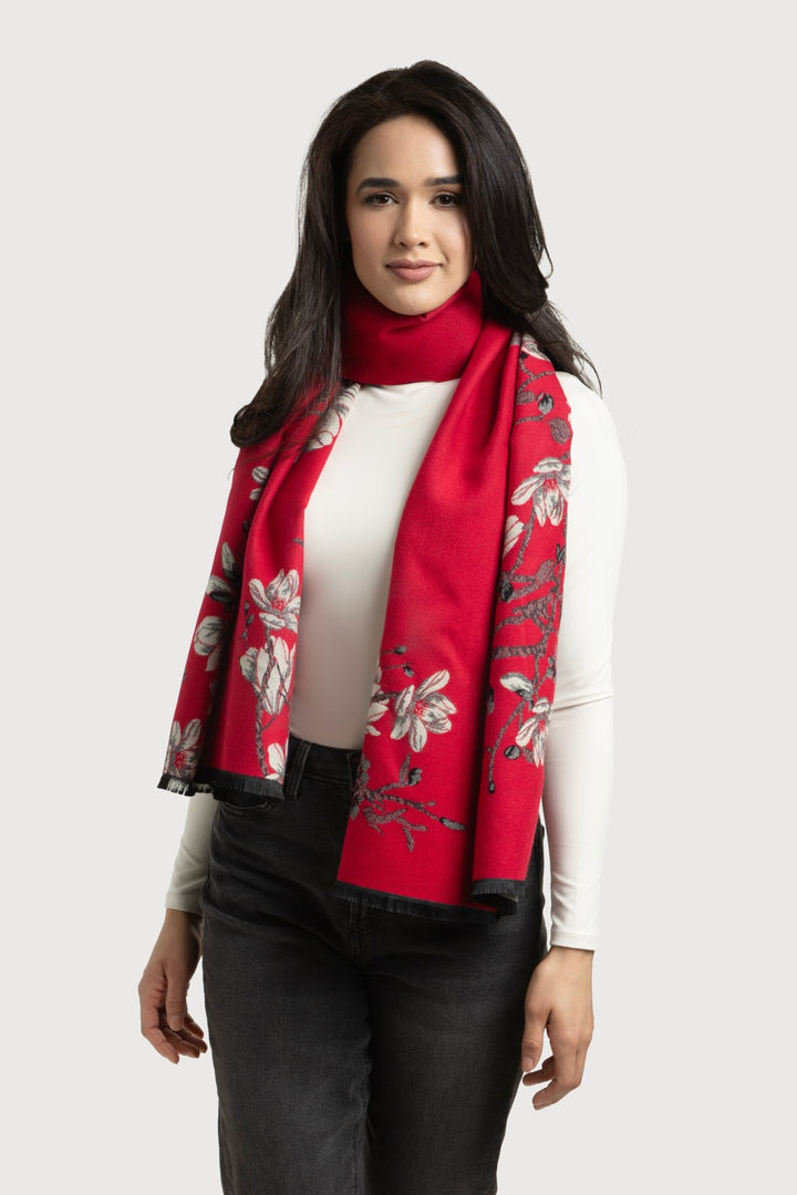 Garden Reversible Scarf Crimson