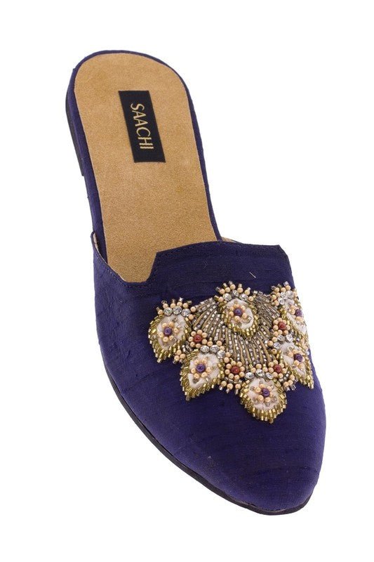 Elizabeth Beaded Mule Indigo