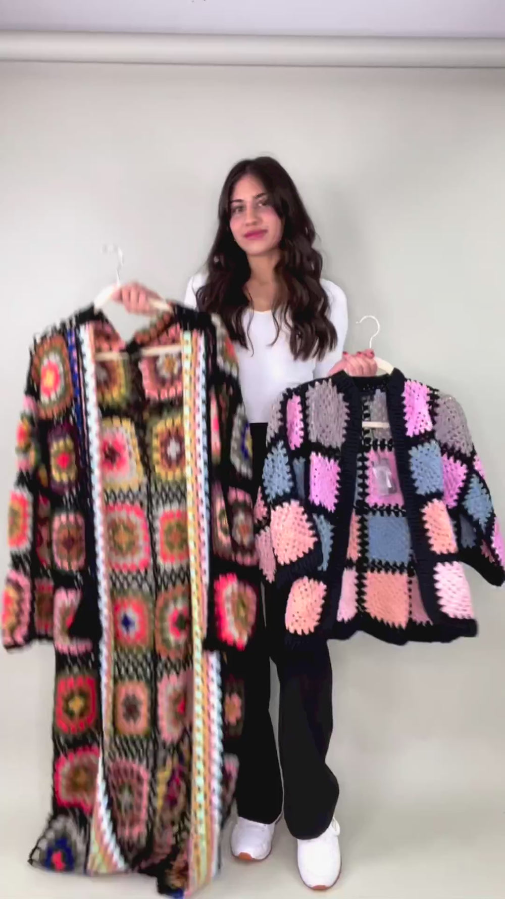 Modern Pastel Crochet Squared Short Jacket Black