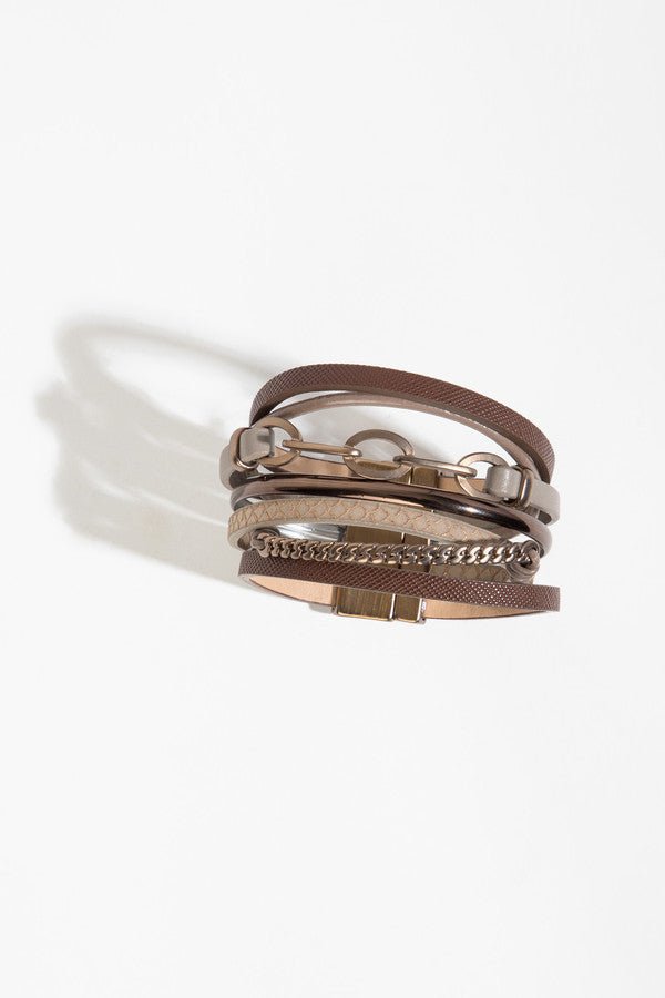 Brink Chain Link Leather Bracelet Sienna