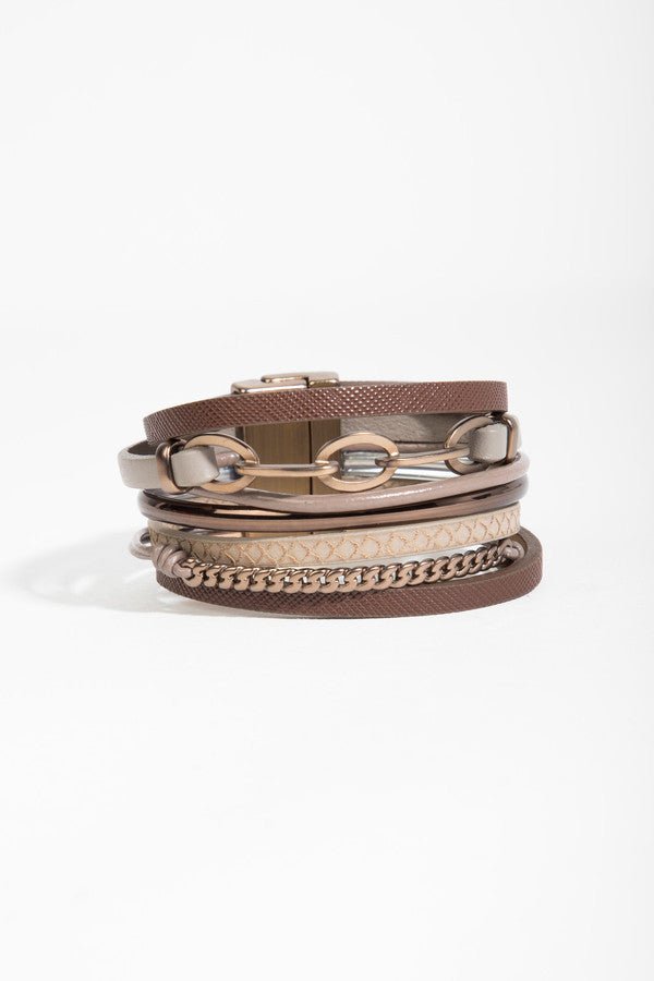 Brink Chain Link Leather Bracelet Sienna