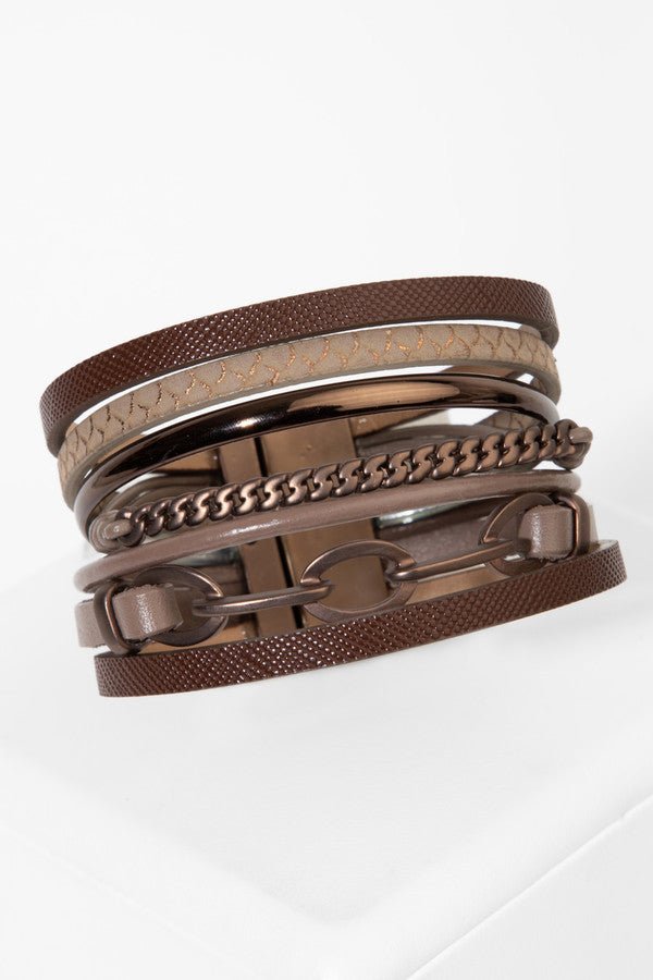 Brink Chain Link Leather Bracelet Sienna